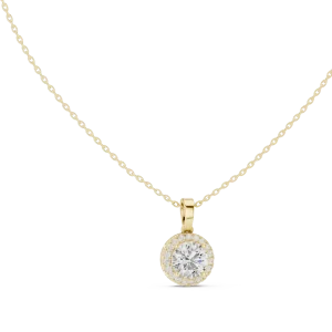 Luminary Round Brilliant Pavé Halo Solitaire Pendant