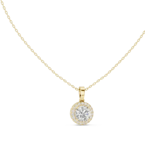 Luminary Round Brilliant Pavé Halo Solitaire Pendant