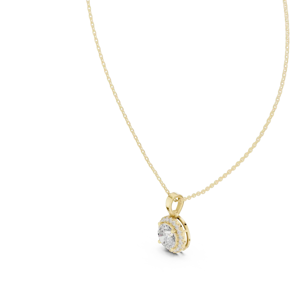 Luminary Round Brilliant Pavé Halo Solitaire Pendant - Image 2