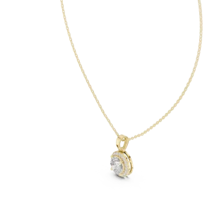 Luminary Round Brilliant Pavé Halo Solitaire Pendant - Image 2