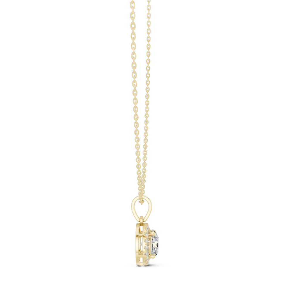 Luminary Round Brilliant Pavé Halo Solitaire Pendant - Image 3