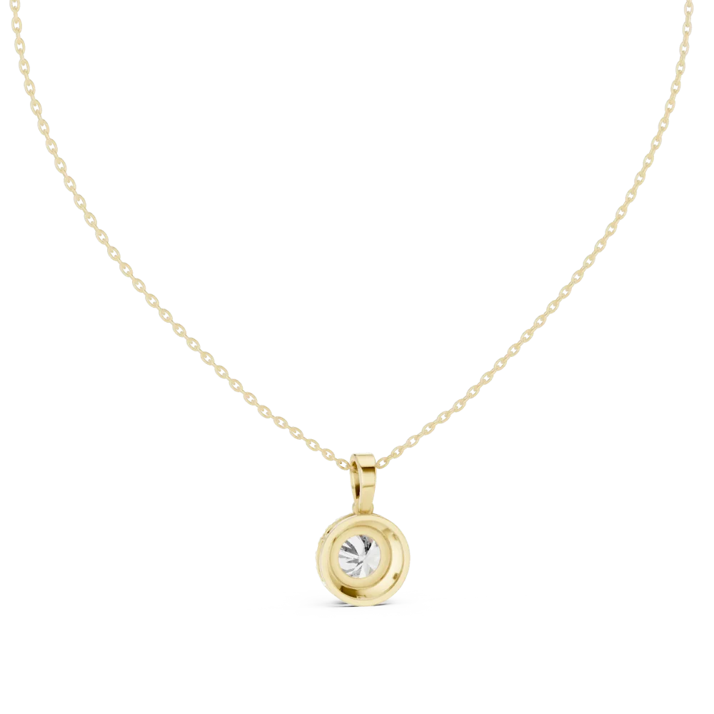 Luminary Round Brilliant Pavé Halo Solitaire Pendant - Image 4
