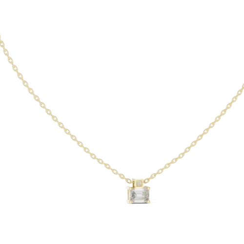 Symmetry Emerald and Round Geometric Solitaire Pendant