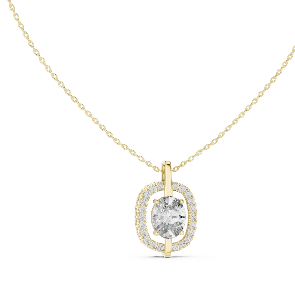 Experience radiant elegance with this oval-cut halo solitaire pendant. Featuring premium DIAMEUR lab-grown diamonds, shop this modern classic today.