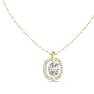 Ethereal Oval Luminary Halo Solitaire Pendant