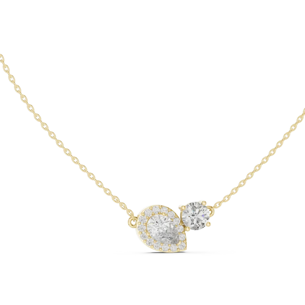 Discover the radiant beauty of our dual-stone lab-grown DIAMEUR diamond pendant. A modern classic perfect for any occasion. Shop this luxury piece today.