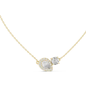 Luminary Pear and Round Dual-Stone Pavé Halo Pendant