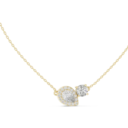 Luminary Pear and Round Dual-Stone Pavé Halo Pendant