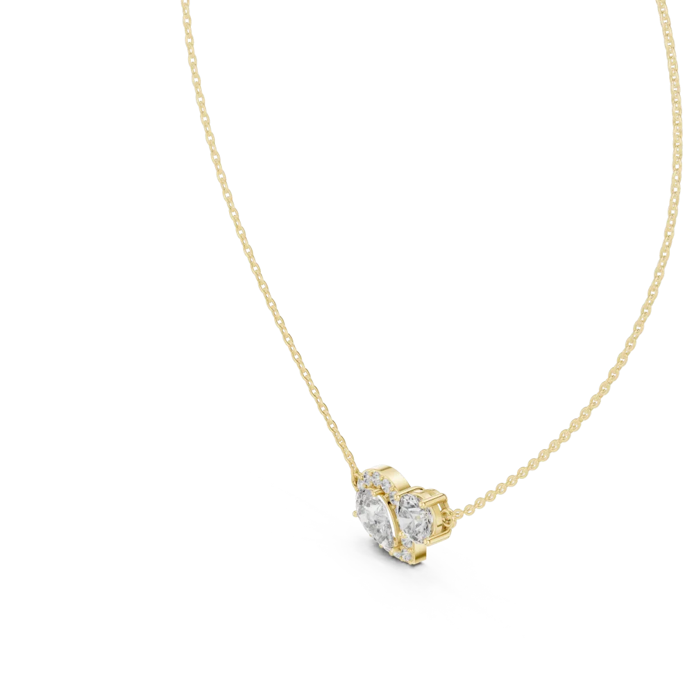 Luminary Pear and Round Dual-Stone Pavé Halo Pendant - Image 2