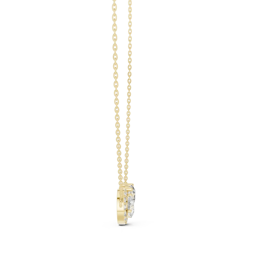 Luminary Pear and Round Dual-Stone Pavé Halo Pendant - Image 3