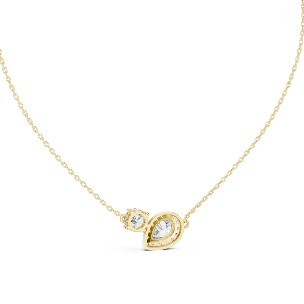 Luminary Pear and Round Dual-Stone Pavé Halo Pendant - Image 4