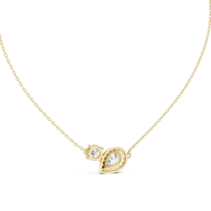 Luminary Pear and Round Dual-Stone Pavé Halo Pendant - Image 4