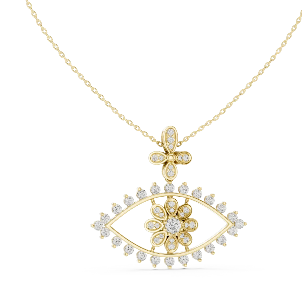 Embrace timeless elegance with this radiant round brilliant DIAMEUR diamond eye pendant. A modern classic perfect for any collection. Shop yours today.