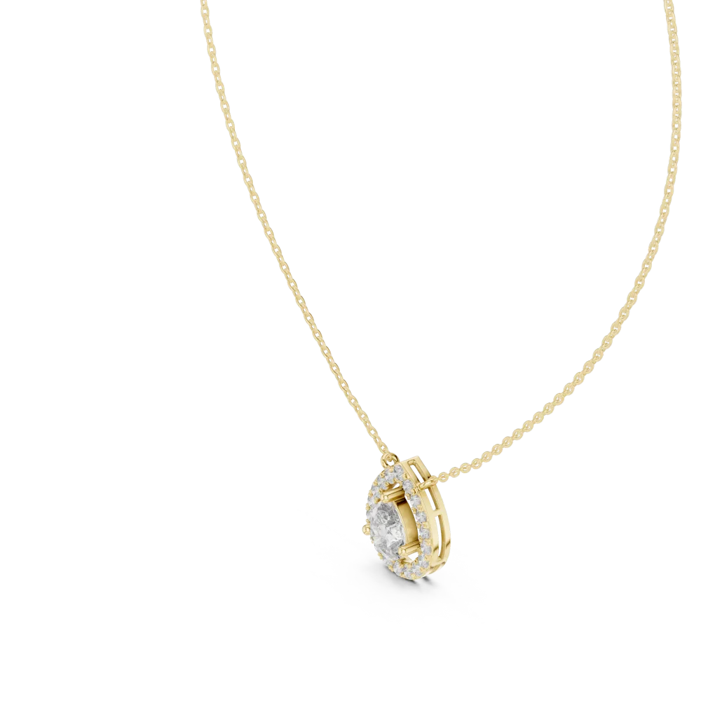 Ethereal Pear Solitaire Halo Diamond Pendant - Image 2