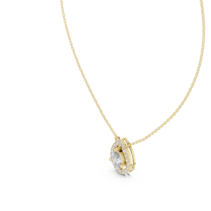 Ethereal Pear Solitaire Halo Diamond Pendant - Image 2