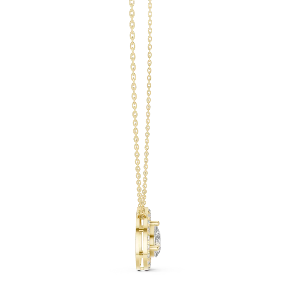 Ethereal Pear Solitaire Halo Diamond Pendant - Image 3