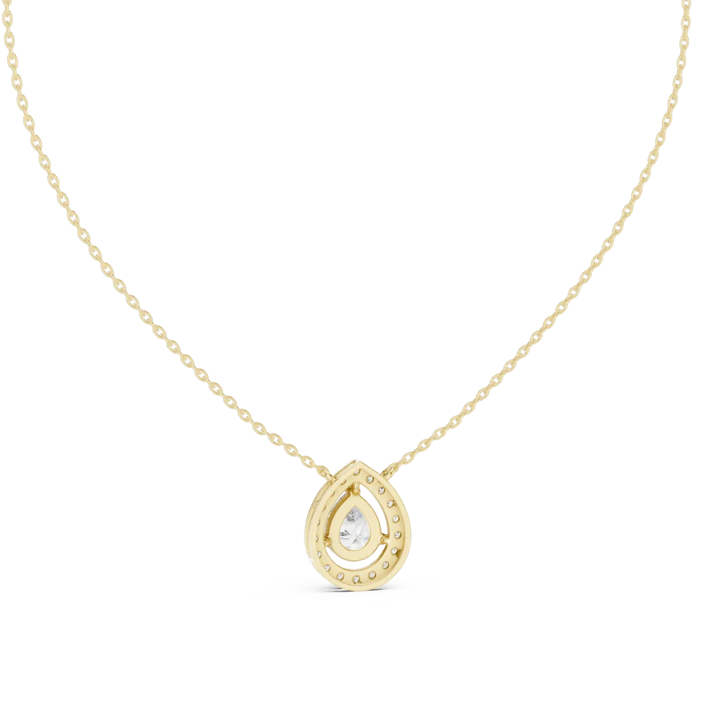 Ethereal Pear Solitaire Halo Diamond Pendant - Image 4