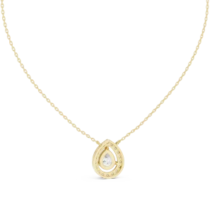 Ethereal Pear Solitaire Halo Diamond Pendant - Image 4