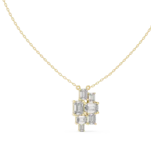Architectural Emerald Cut Geometric Cluster Statement Pendant