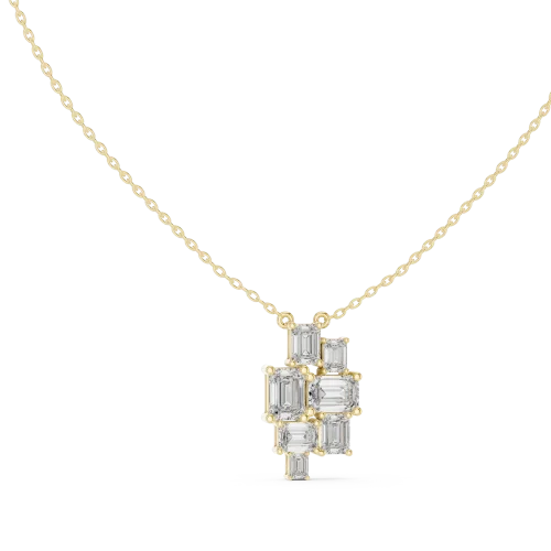 Architectural Emerald Cut Geometric Cluster Statement Pendant