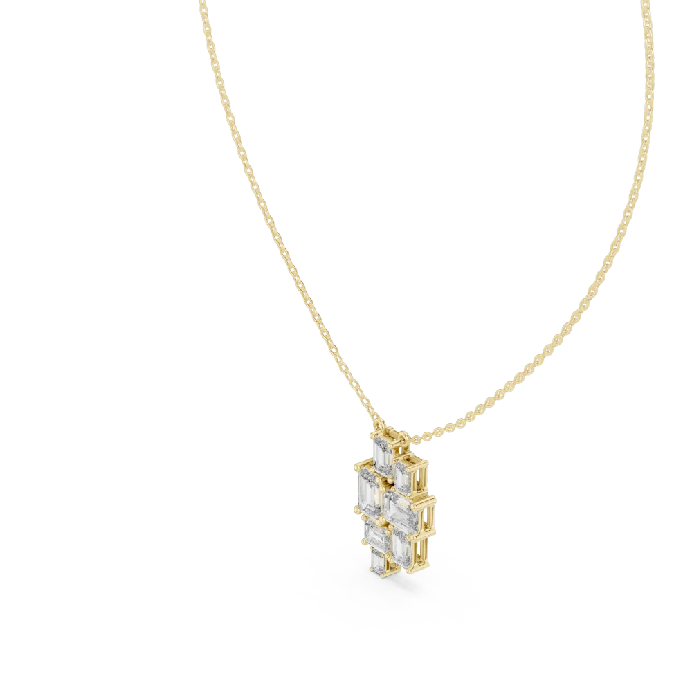 Architectural Emerald Cut Geometric Cluster Statement Pendant - Image 2