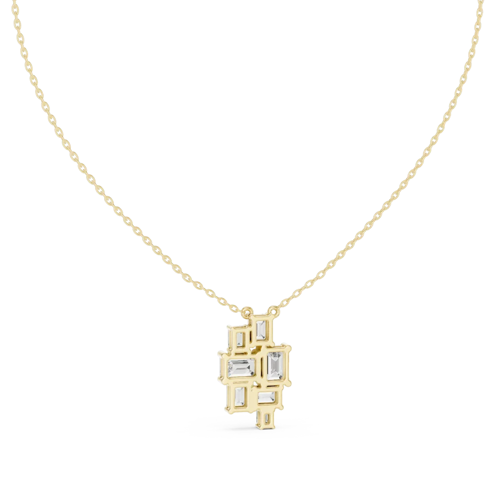 Architectural Emerald Cut Geometric Cluster Statement Pendant - Image 4