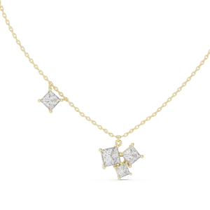 Architectural Princess Cut Geometric Cluster Statement Necklace
