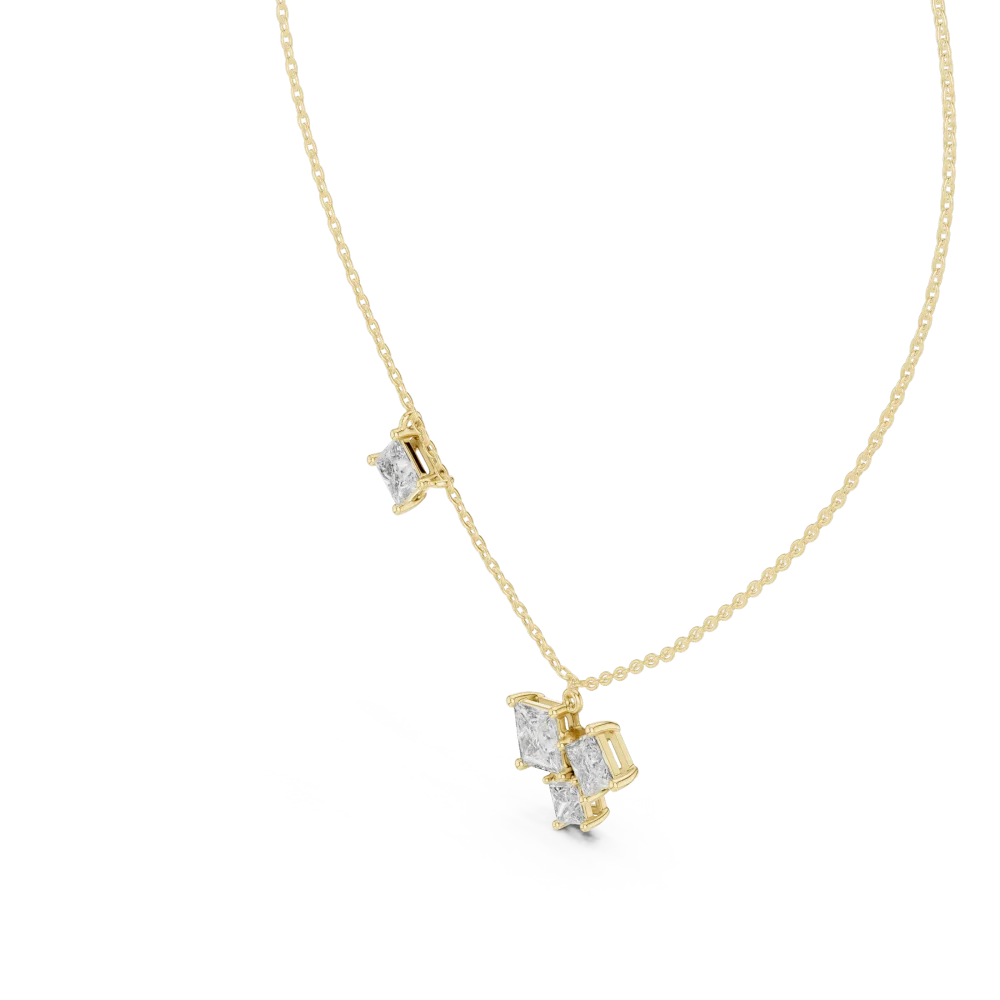 Architectural Princess Cut Geometric Cluster Statement Necklace - Image 2