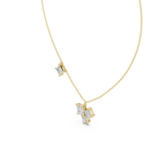 Architectural Princess Cut Geometric Cluster Statement Necklace - Image 2