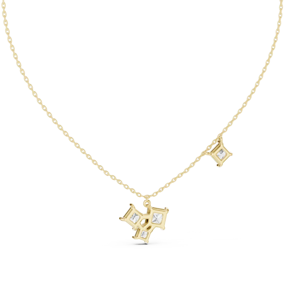Architectural Princess Cut Geometric Cluster Statement Necklace - Image 4