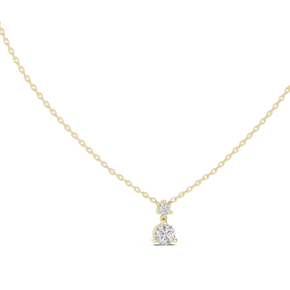 Discover the radiant beauty of our dual-stone DIAMEUR diamond pendant. Expertly crafted for brilliance, this modern classic is the perfect luxury gift. Shop now.