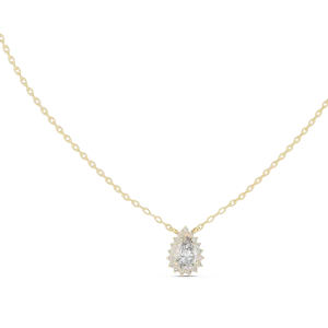 Ethereal Pear Cut Halo Solitaire Pendant