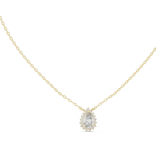 Ethereal Pear Cut Halo Solitaire Pendant