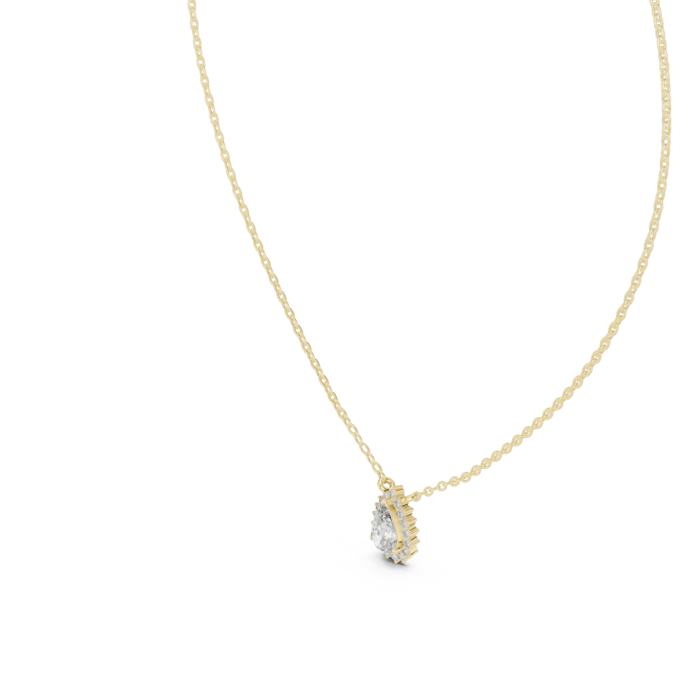 Ethereal Pear Cut Halo Solitaire Pendant - Image 2