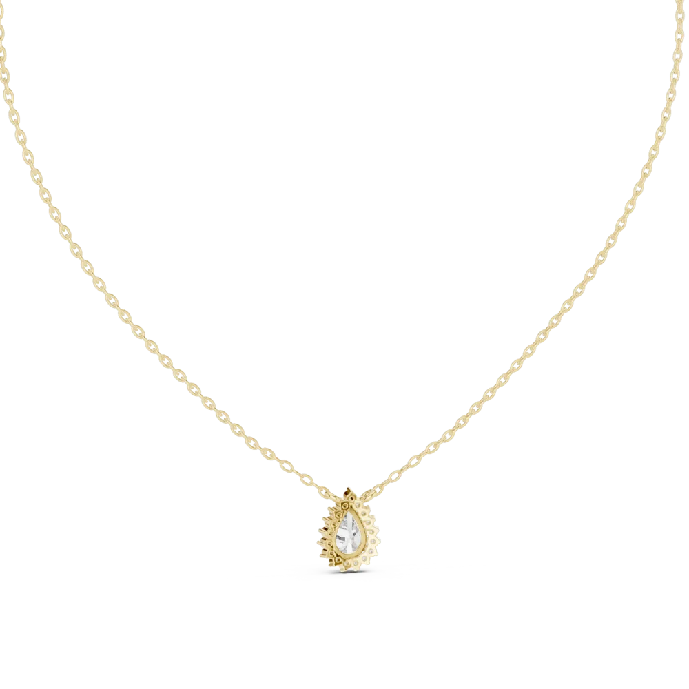 Ethereal Pear Cut Halo Solitaire Pendant - Image 4