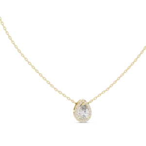Ethereal Pear Cut Halo Solitaire Pendant