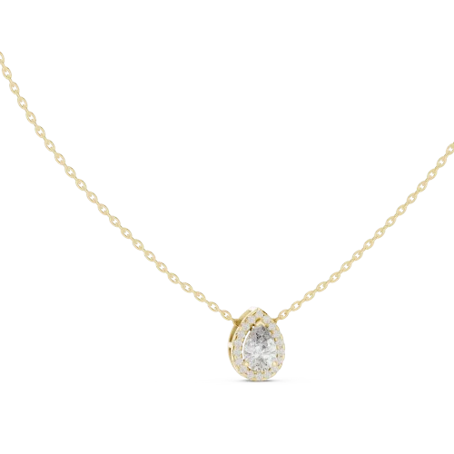 Ethereal Pear Cut Halo Solitaire Pendant