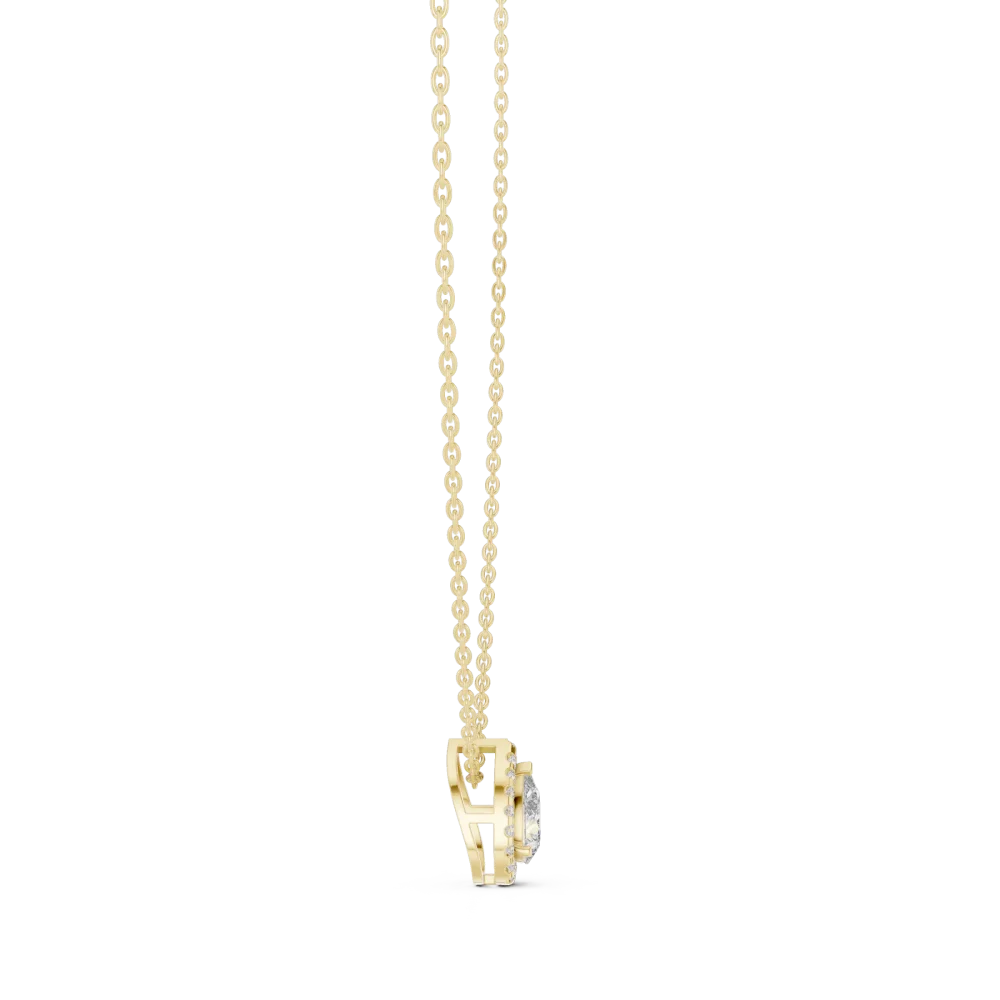 Ethereal Pear Cut Halo Solitaire Pendant - Image 3