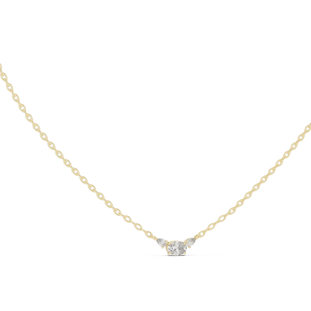 Discover the radiant elegance of our linear drop necklace, featuring brilliant DIAMEUR diamonds. Elevate your collection with this modern masterpiece.