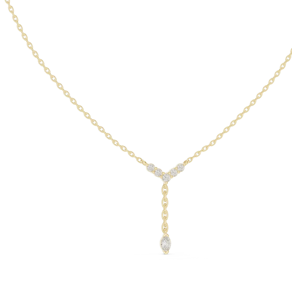 Discover the radiant elegance of our Y-drop necklace featuring sparkling DIAMEUR diamonds. Elevate your style with this modern luxury masterpiece.