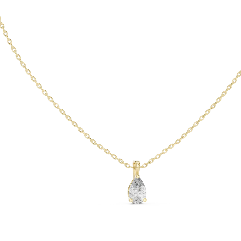 Discover the elegance of our pear-cut solitaire DIAMEUR pendant, crafted in pure gold for brilliant, sustainable luxury. Shop this modern classic now.