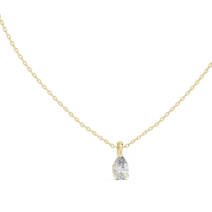 Ethereal Pear Solitaire Floating Teardrop Pendant