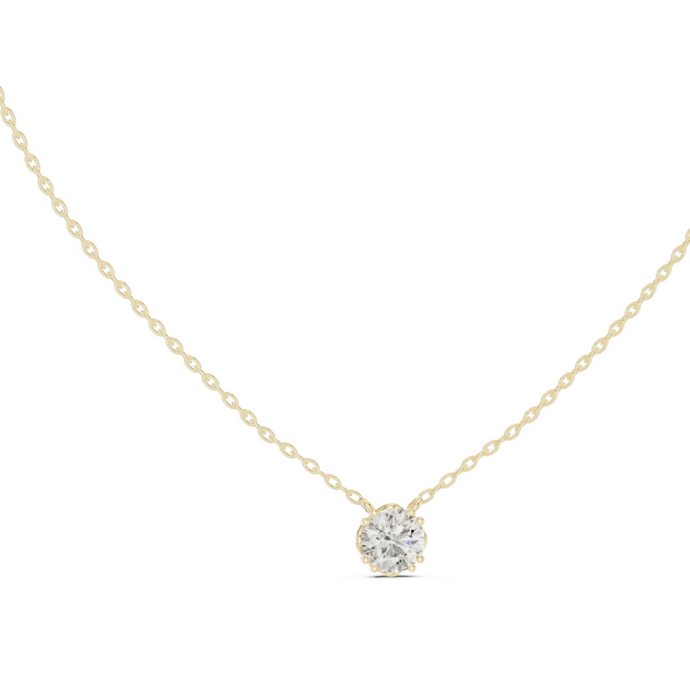 Discover the elegance of our round brilliant solitaire pendant. Expertly crafted with a radiant DIAMEUR diamond, it is your new modern classic.