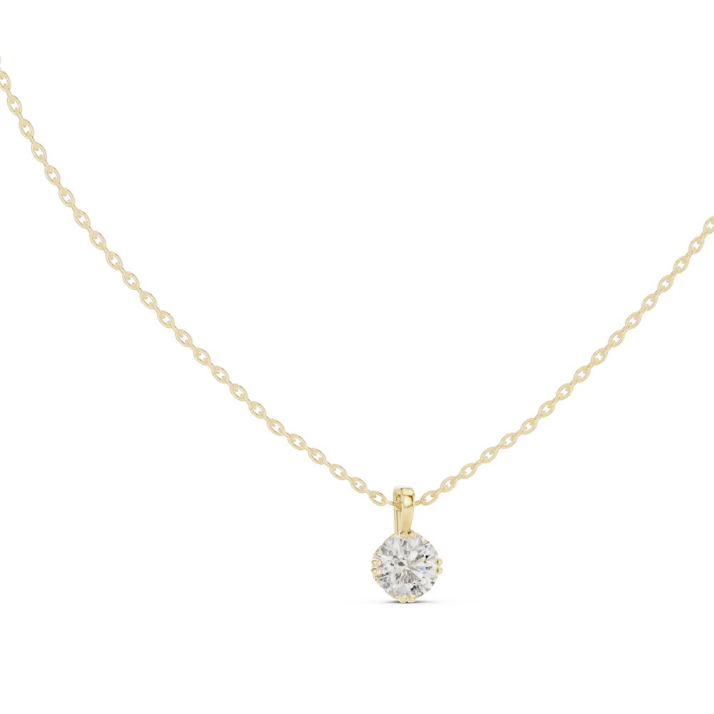 Discover the radiant beauty of our Round Brilliant Solitaire Pendant. A timeless DIAMEUR diamond creation perfect for any occasion. Shop luxury now.