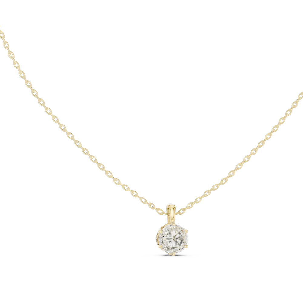 Discover the radiant allure of our Solitaire Floating Pendant. Featuring a brilliant-cut DIAMEUR diamond, this luxury piece elevates any look. Shop now.
