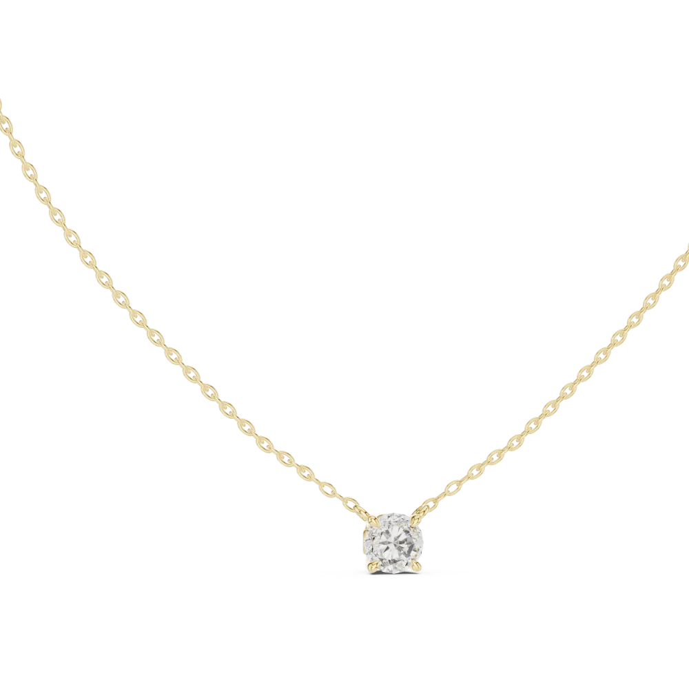 Experience pure elegance with this radiant round solitaire pendant. Featuring a stunning DIAMEUR diamond, it is the ultimate modern classic. Shop now.