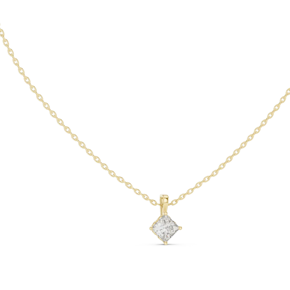 Elevate your style with our Princess Cut Solitaire Pendant. Featuring a brilliant DIAMEUR lab-grown diamond, it is the ultimate modern classic. Shop now.