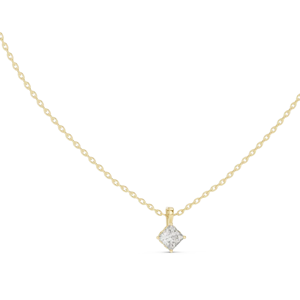Discover the sharp, geometric allure of our princess-cut solitaire pendant. Expertly crafted for brilliance, this modern essential defines luxury. Shop now.