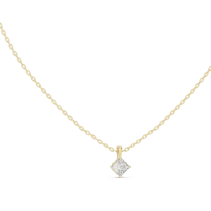 Architectural Princess Cut Solitaire Geometric Pendant