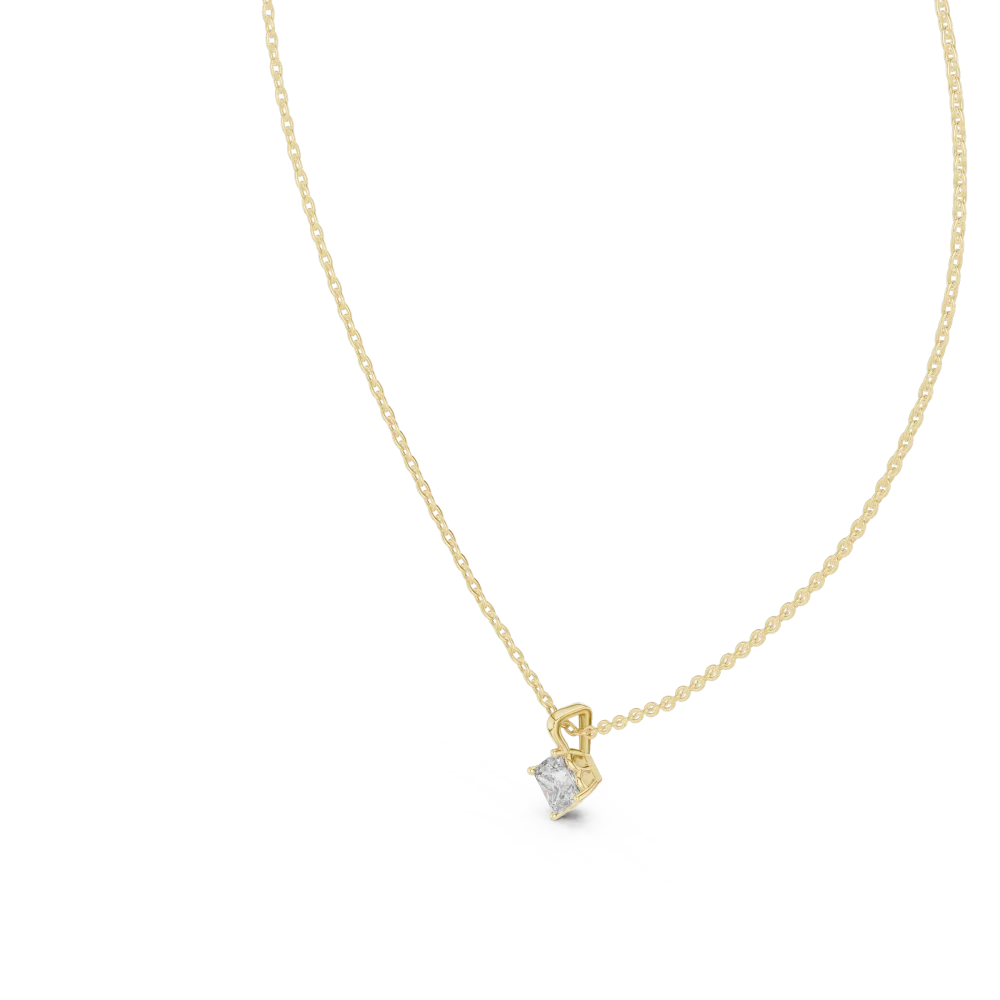 Architectural Princess Cut Solitaire Geometric Pendant - Image 2